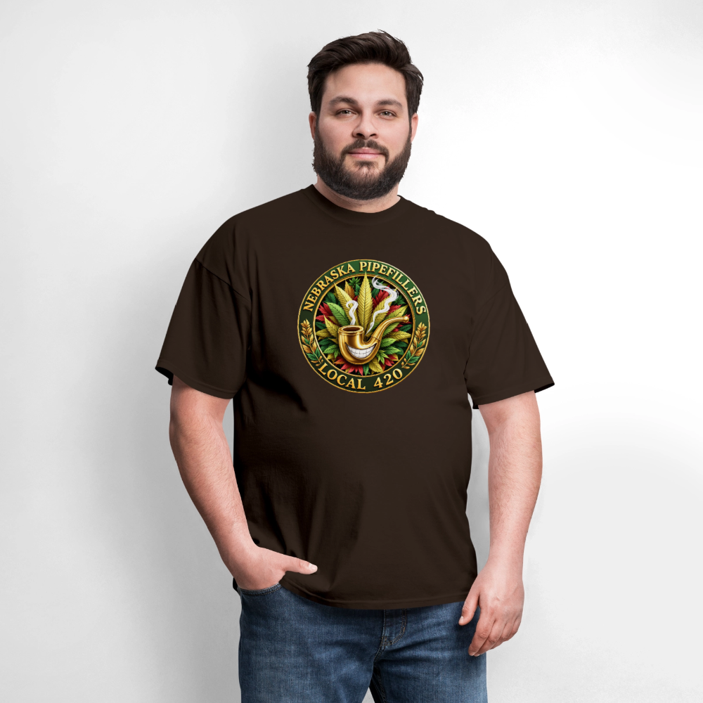 NEBRASKA PIPEFILLERS LOCAL 420 F/B DESIGNS Men's T-Shirt - brown