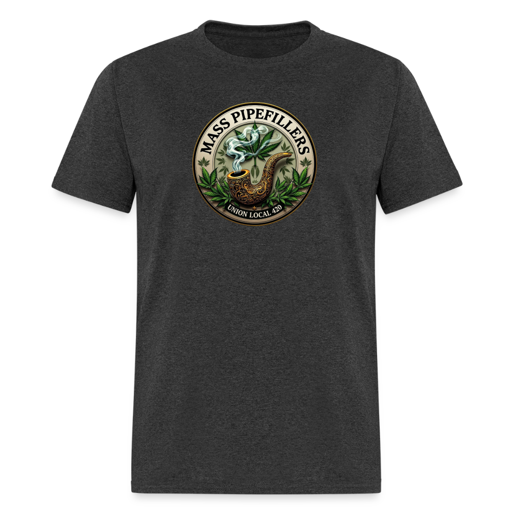 MASS PIPEFILLERS LOCAL 420 2 EMBLEM Men's T-Shirt - heather black