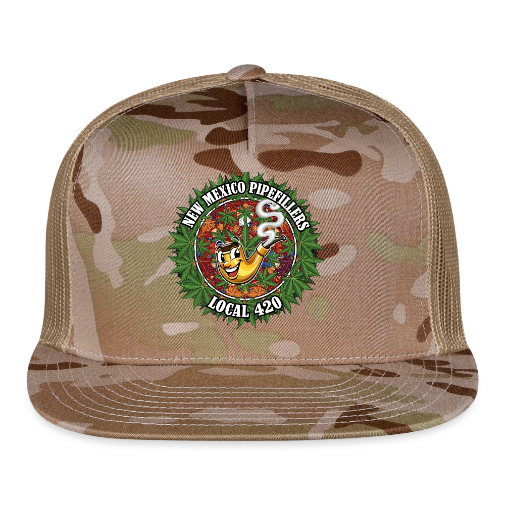 NEW MEXICO PIPEFILLERS LOCAL 420 Trucker Hat CAMO Trucker Hat - MultiCam\tan