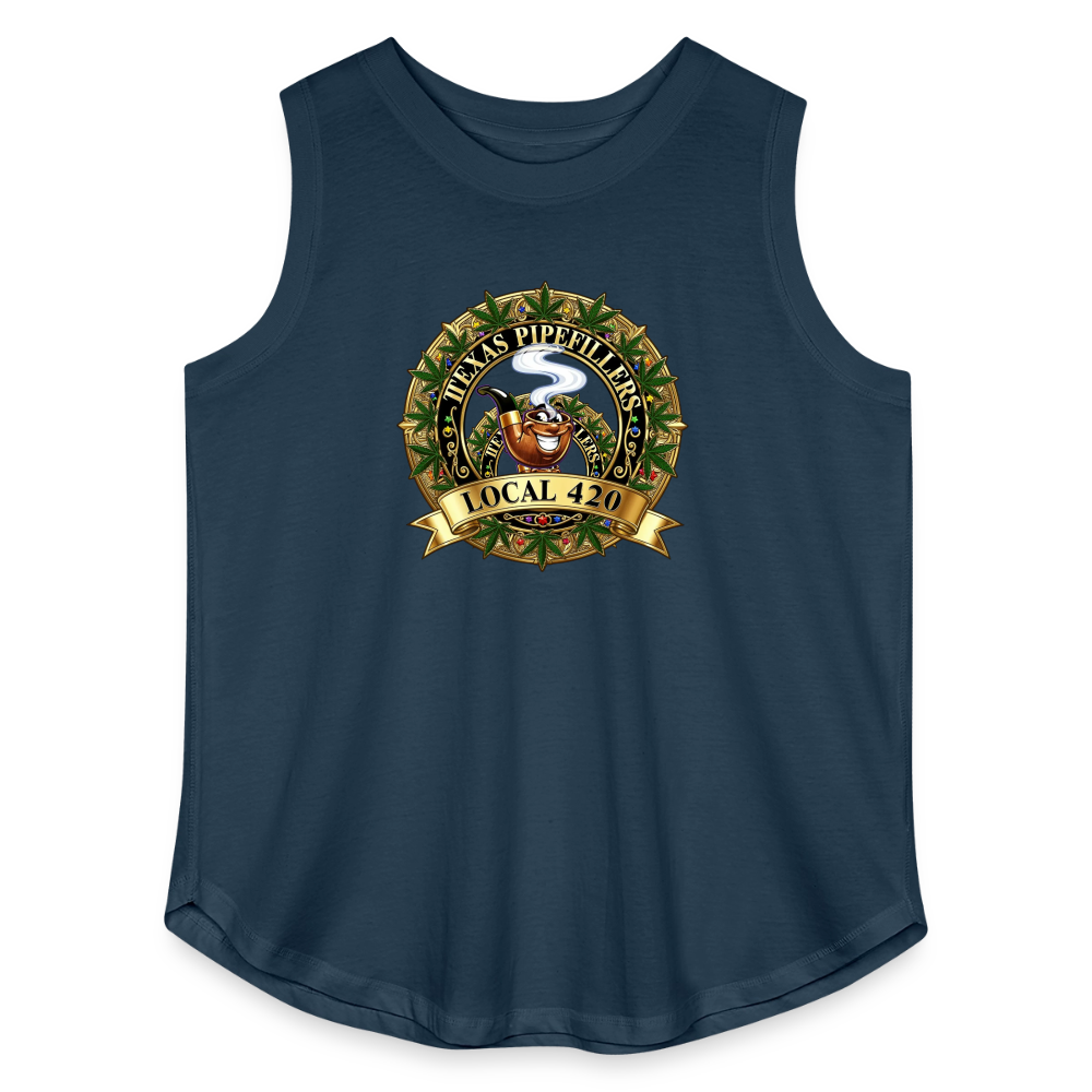 TEXAS PIPEFILLERS LOCAL 420 Women's Curvy Relaxed Tank Top - denim