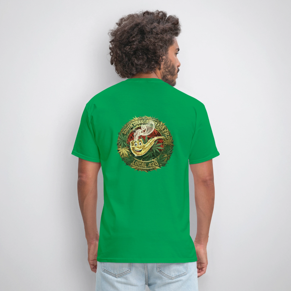SOUTH DAKOTA PIPEFILLERS LOCAL 420  F/B DESIGN Men's T-Shirt - bright green