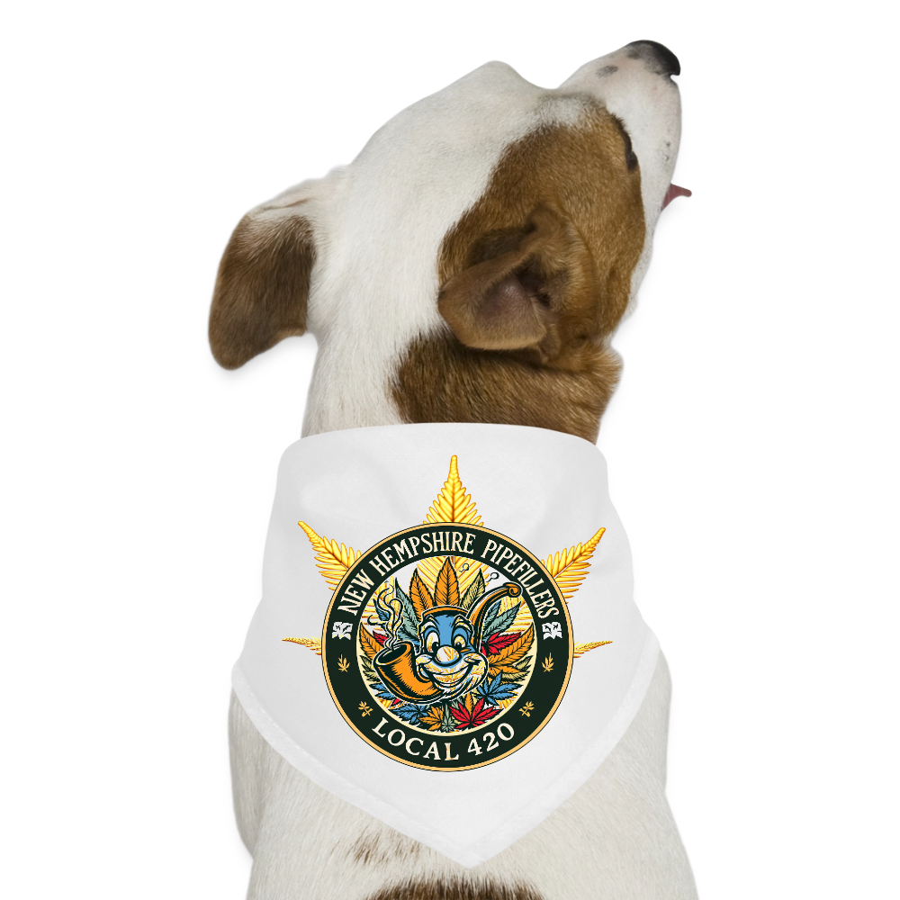 NEW HEMPSHIRE PIPEFILLERS LOCAL 420 Dog Bandana - white
