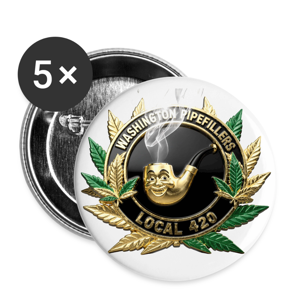 WASHINGTON PIPEFILLERS LOCAL 420 Union Buttons small 1'' (5-pack) - white