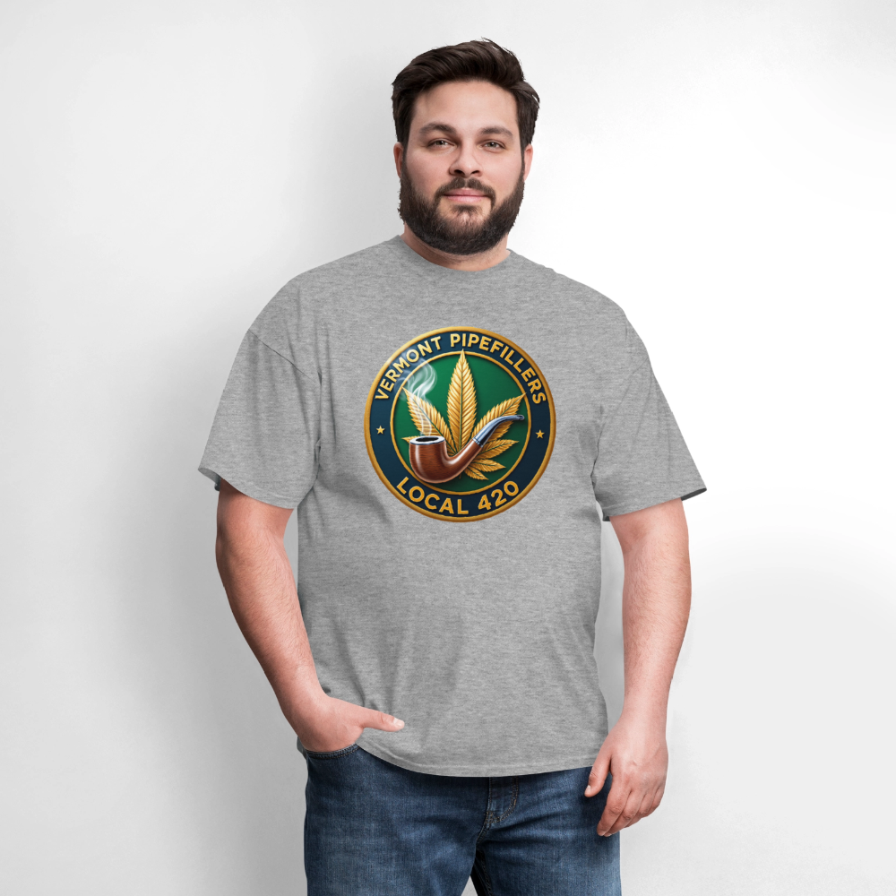VERMONT PIPEFILLERS LOCAL 420 2 EMBLEM Men's T-Shirt - heather gray