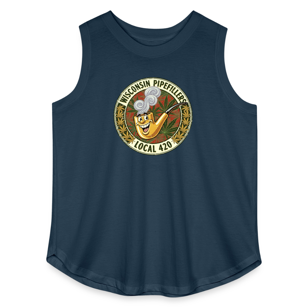 WISCONSIN PIPEFILLERS LOCL 420 F/B DESIGN Women's Curvy Relaxed Tank Top - denim