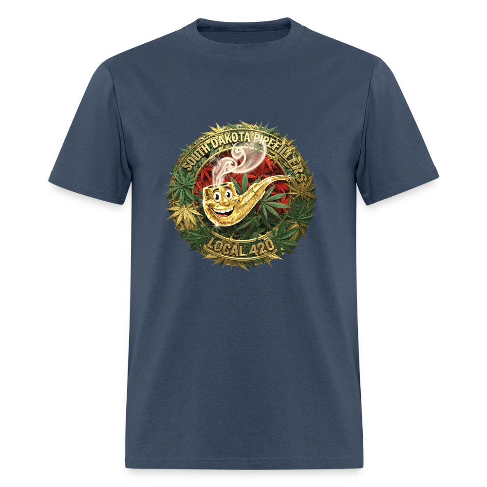 SOUTH DAKOTA PIPEFILLERS LOCAL 420  F/B DESIGN Men's T-Shirt -  blue dusk