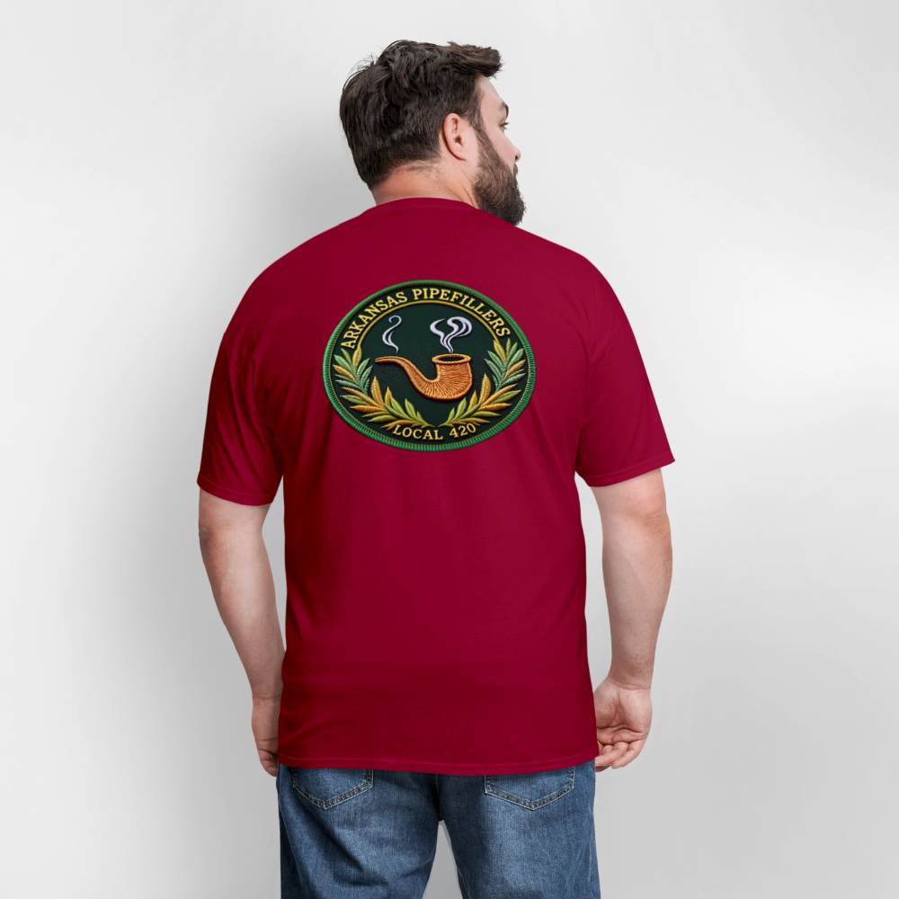 ARKANSAS PIPEFILLERS LOCAL 420 F/B EMBLEMS  Men's T-Shirt - true red