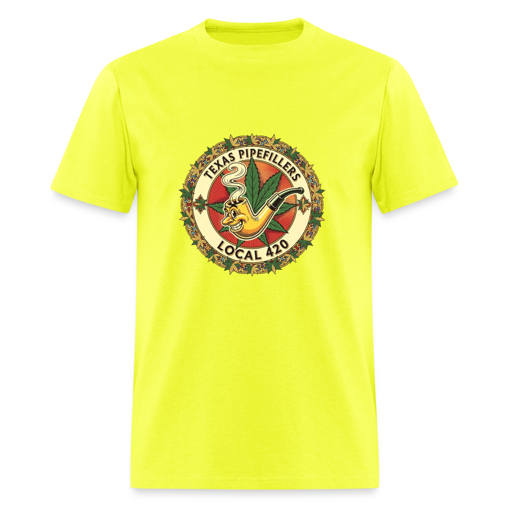 TEXAS PIPEFILLERS LOCAL 420 F/B DESIGN Men's T-Shirt - safety green