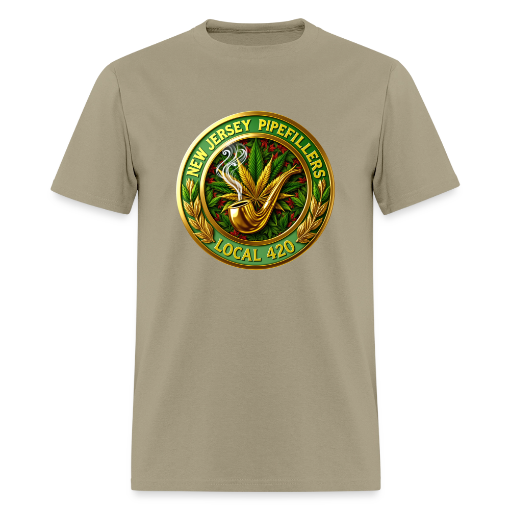 NEW JERSEY PIPEFILLERS LOCAL 420 F/B DESIGN Men's T-Shirt - khaki
