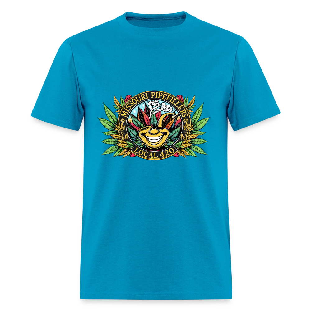 MISSOURI PIPEFILLERS LOCAL 420  F/B DESIGNS  Men's T-Shirt - turquoise