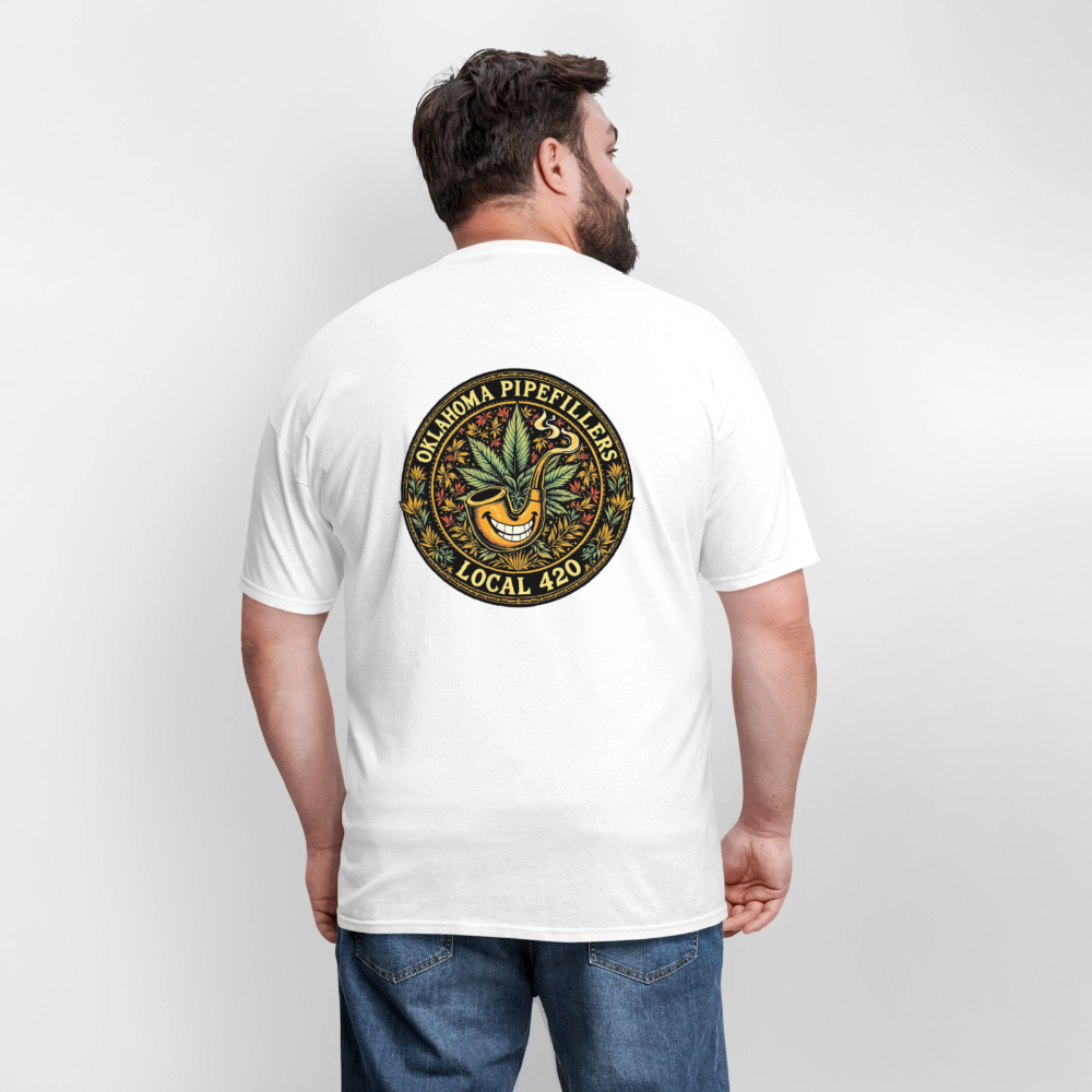 OKLAHOMA PIPEFILLERS LOCAL 420  F/B DESIGNS Men's T-Shirt - white