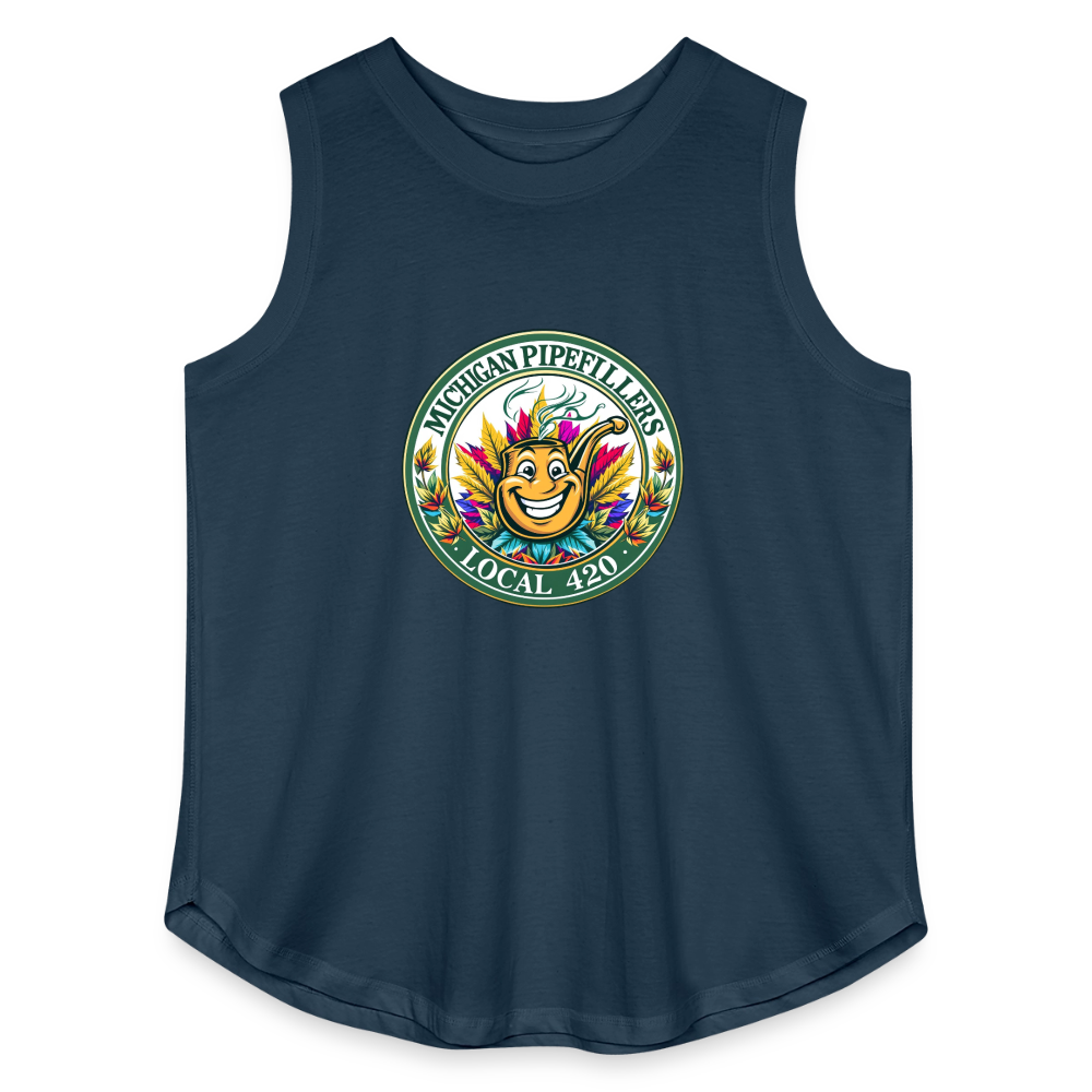 MICHIGAN PIPEFILLERS LOCAL 420 Women's Curvy Relaxed Tank Top - denim