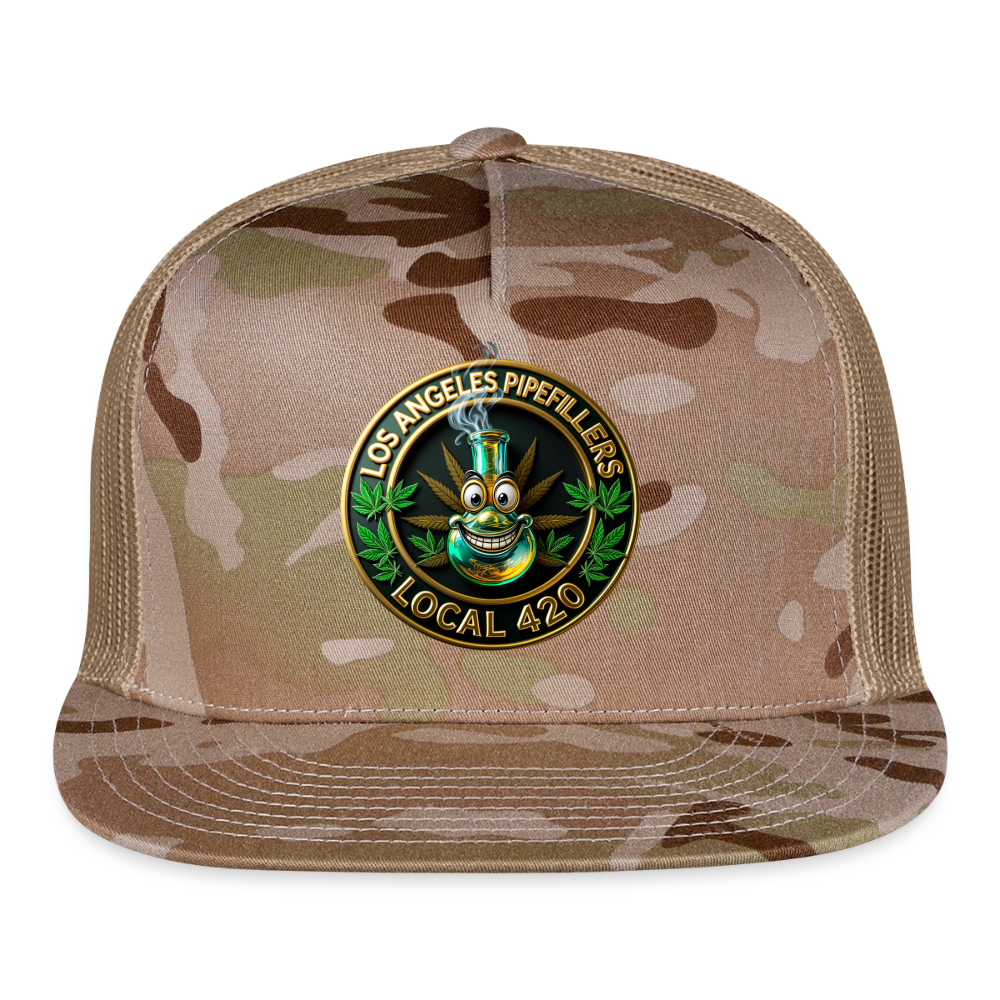 LOS ANGELES PIPEFILLERS LOCAL 420 Trucker Hat - MultiCam\tan