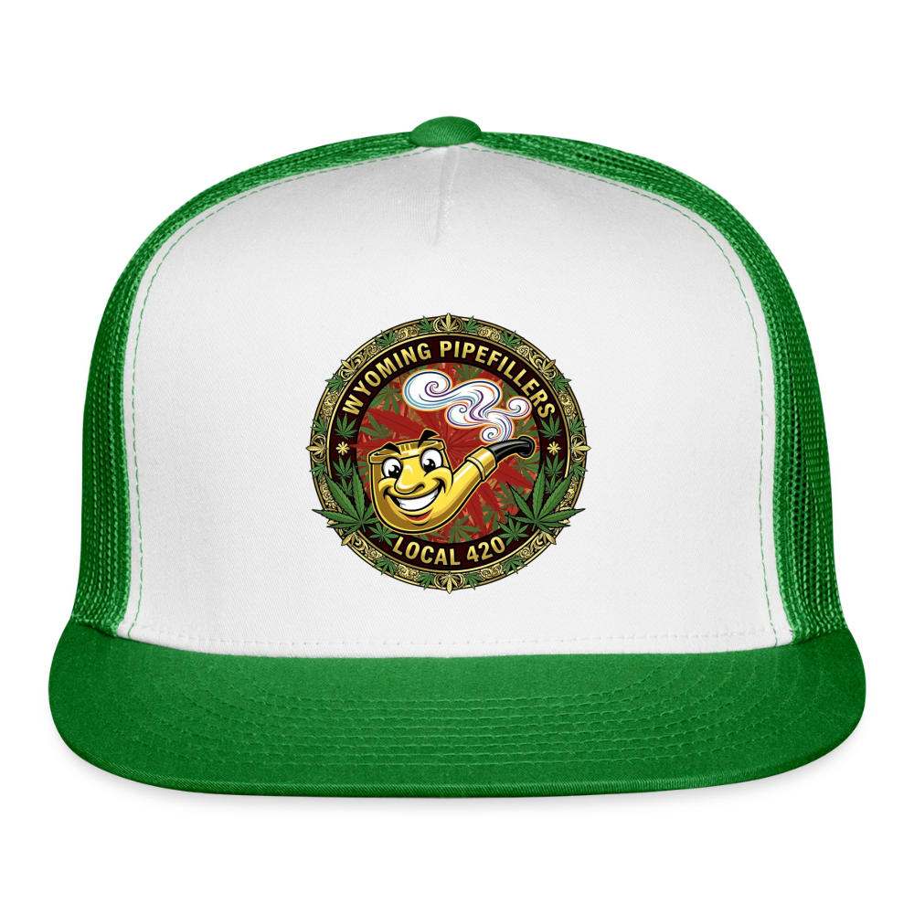 WYOMING PIPEFILLERS LOCAL 420 Trucker Hat - white/kelly green