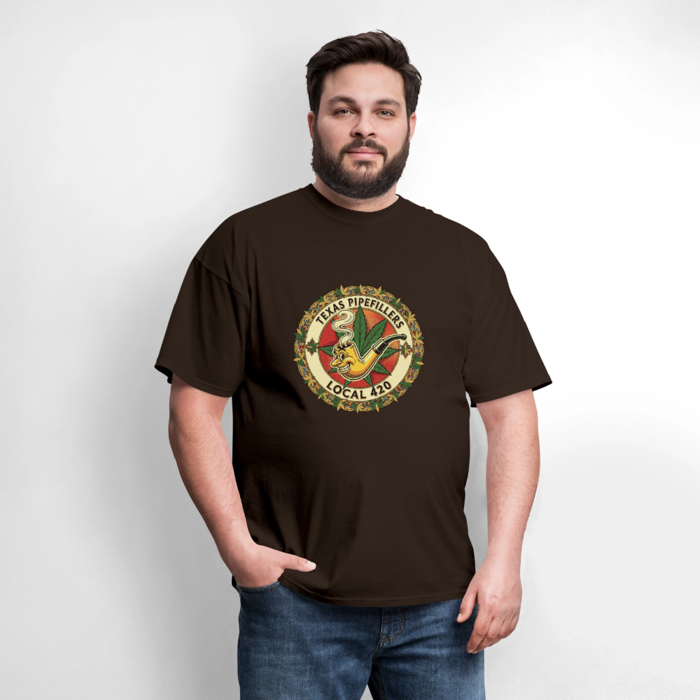 TEXAS PIPEFILLERS LOCAL 420 Men's T-Shirt - brown