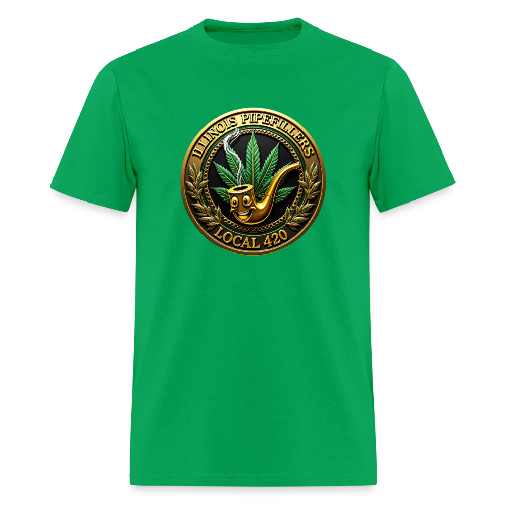 ILLINOIS PIPEFILLERS LOCAL 420 Men's T-Shirt | - bright green