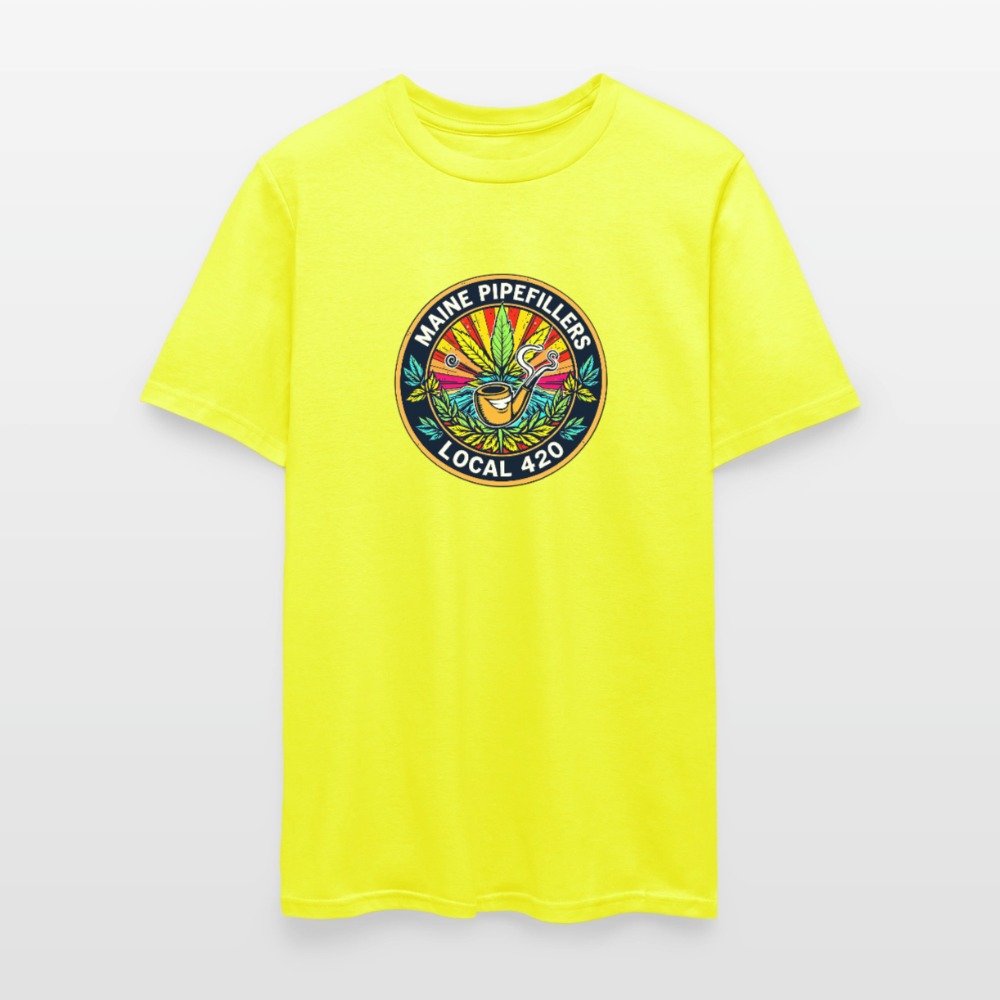 MAINE PIPEFILLERS LOCAL 420 2 EMBLEM Men's T-Shirt - safety green