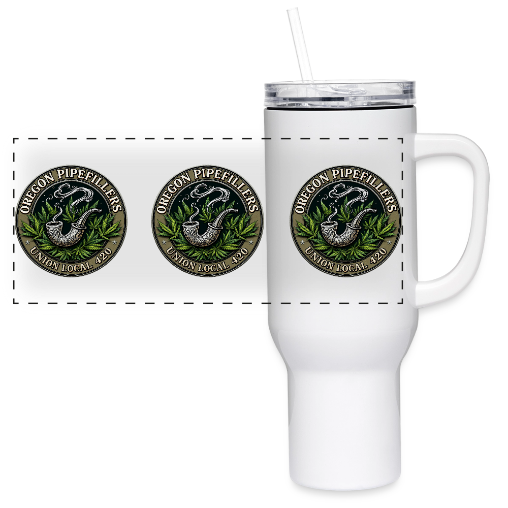 OREGON PIPEFILLERS UNION LOCAL 420- 40 oz STAINLESS STEEL Travel Tumbler - white