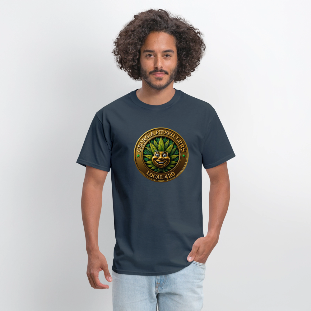 GEORGIA PIPEFILLERS LOCAL 420 F/B DESIGN  Men's T-Shirt -  blue dusk