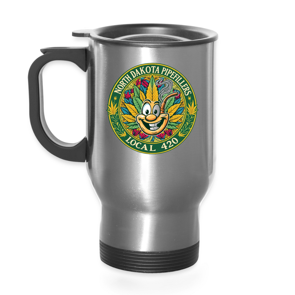 NORTH DAKOTA PIPEFILLERS LOCAL 420 14oz Stainless Steel Travel Mug - silver