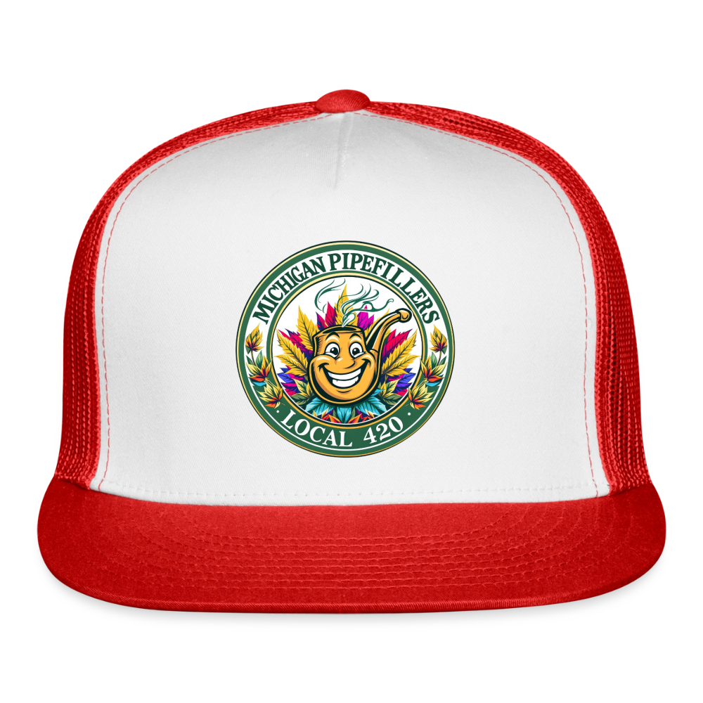 MICHIGAN PIPEFILLERS LOCAL 420 Trucker Hat - white/red