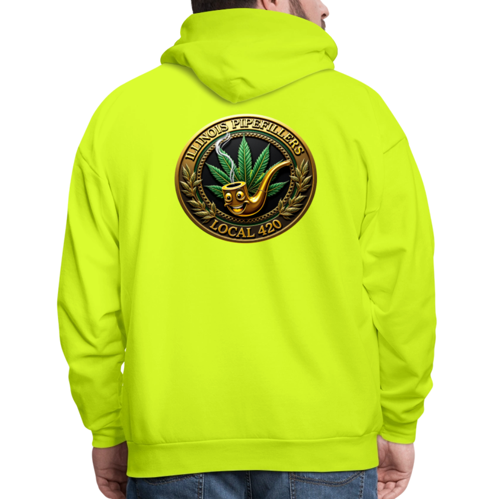 ILLINOIS PIPEFILLERS LOCAL 420 F/B EMBLEMS Men's Hoodie - safety green