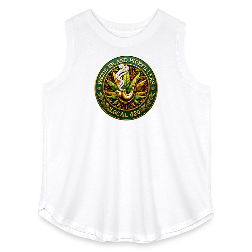 RHODE ISLAND PIPEFILLERS LOCAL 420 F/B DESIGNS Women's Curvy Relaxed Tank Top - white