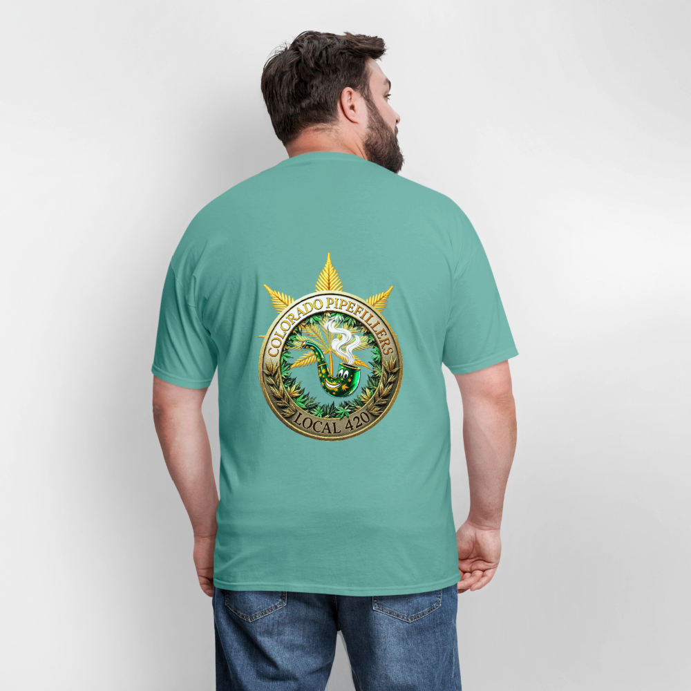 COLORADO PIPEFILLERS LOCAL 420 F/B EMBLEMS Men's T-Shirt - aquatic