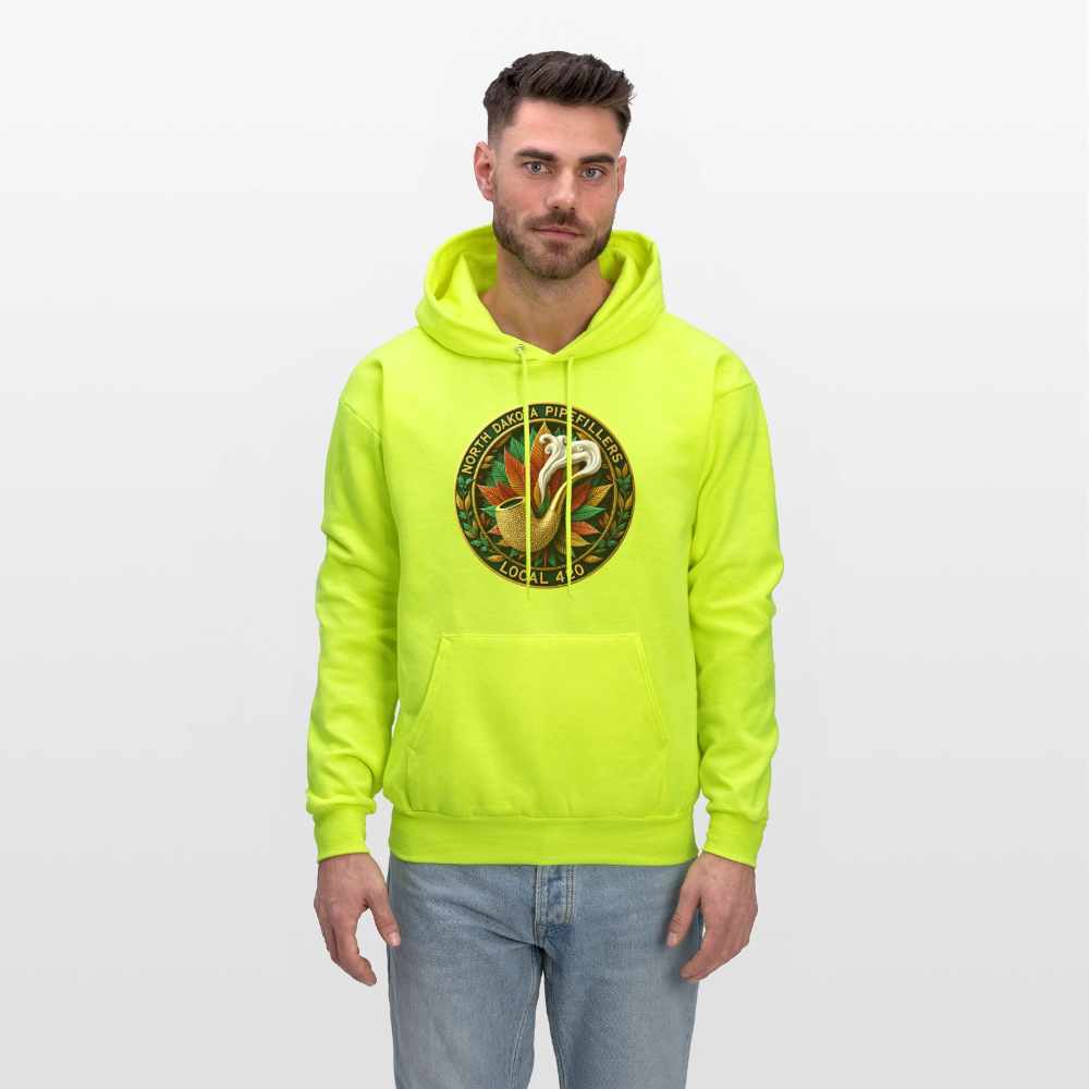 NORTH DAKOTA PIPEFILLERS LOCAL 420 F/B DESIGNS Men's Hoodie - safety green