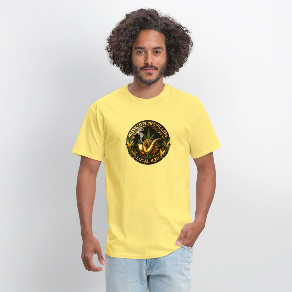 MISSISSIPPI PIPEFILLERS LOCAL 420 Men's T-Shirt - cornsilk