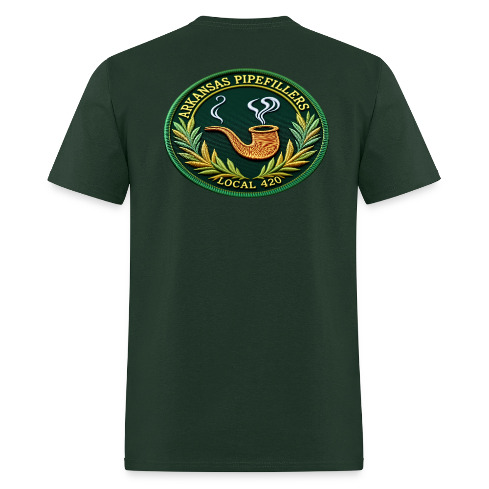 ARKANSAS PIPEFILLERS LOCAL 420 F/B EMBLEMS  Men's T-Shirt - forest green