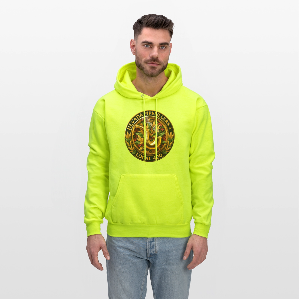 NEVADA PIPEFILLERS LOCAL 420  Men's Hoodie - safety green