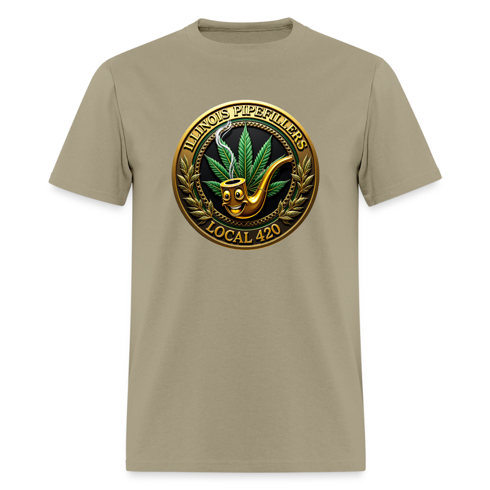 ILLINOIS PIPEFILLERS LOCAL 420 F/B EMBLEMS Men's T-Shirt - khaki