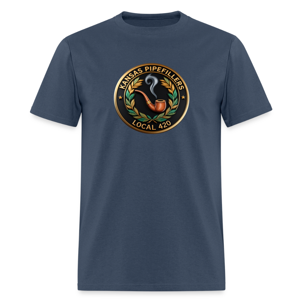 KANSAS PIPEFILLERS LOCAL 420 Men's T-Shirt -  blue dusk