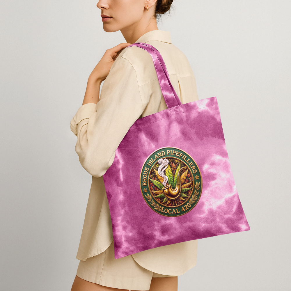 RHODE ISLAND PIPEFILLERS LOCAL 420 Tie Dye Tote Bag - pink lady
