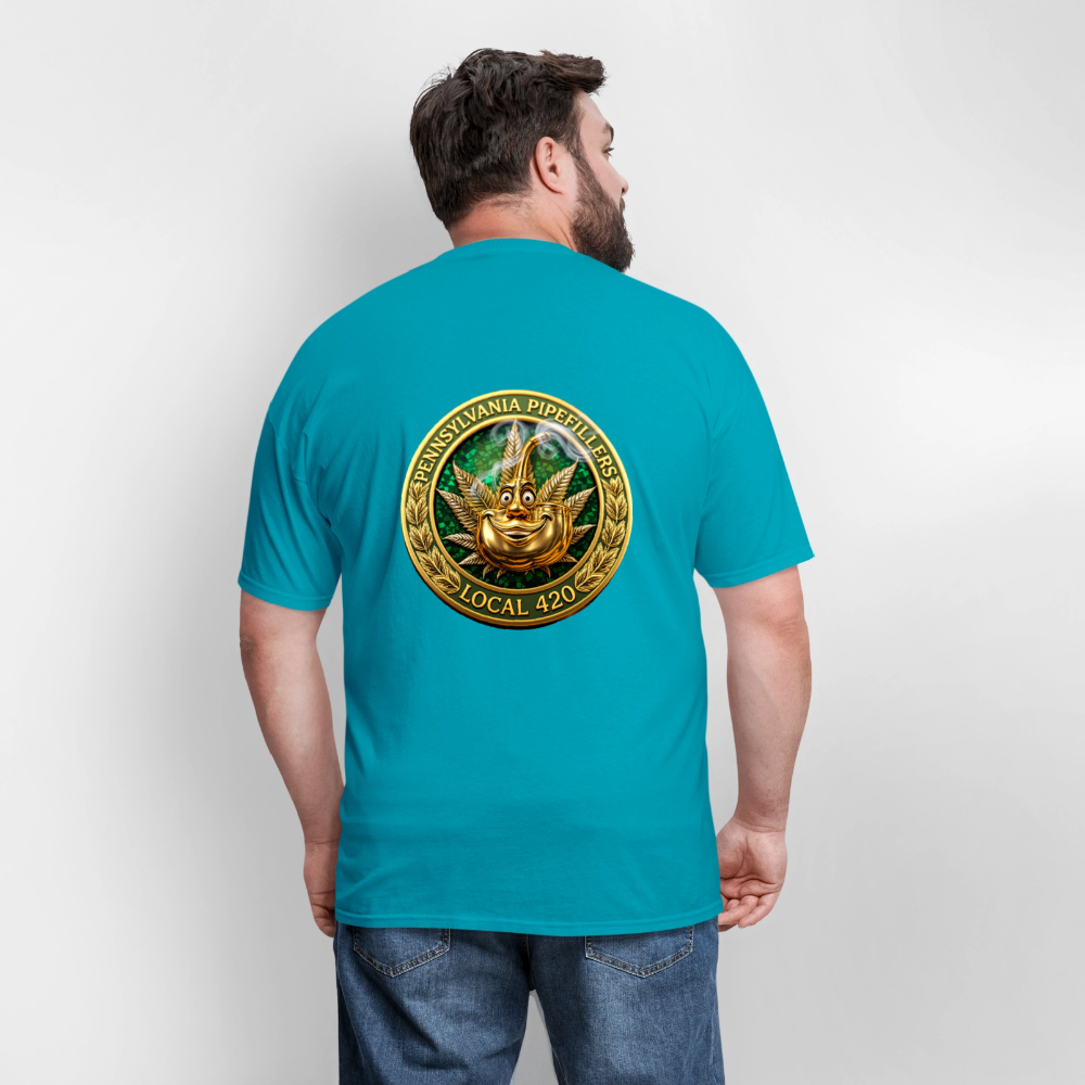 PENNSYLVANIA PIPEFILLERS LOCAL 420 F/B DESIGNS Men's T-Shirt - turquoise