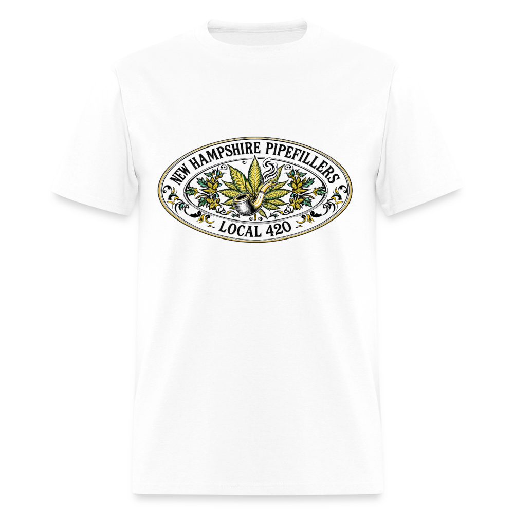 NEW HAMPSHIRE PIPEFILLERS LOCAL 420 2 EMBLEM Men's T-Shirt - white
