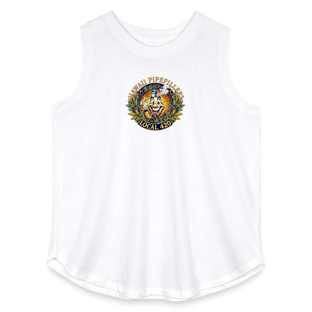 HAWAII PIPEFILLERS LOCAL 420  Women's Curvy Relaxed Tank Top - white