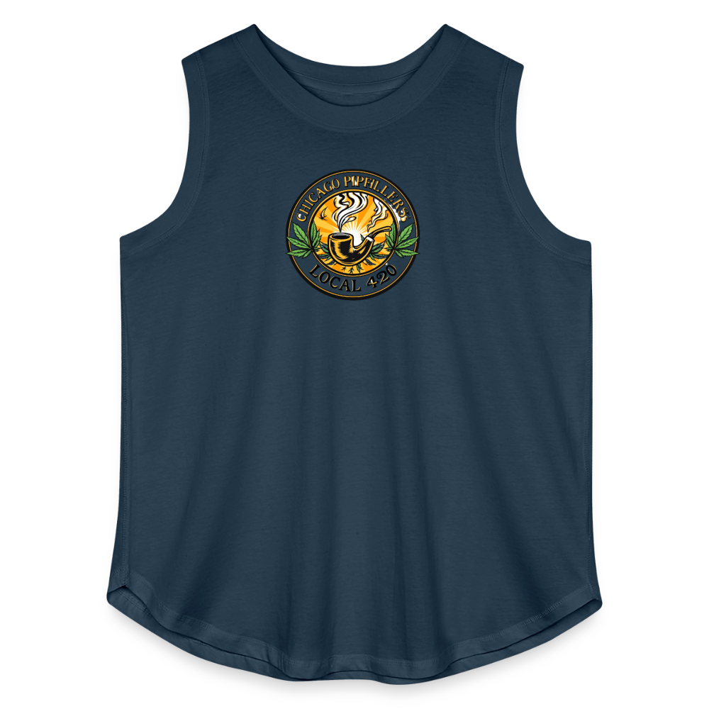 CHICAGO PIPEFILLERS LOCAL 420 F/B DESIGN Women's Curvy Relaxed Tank Top - denim