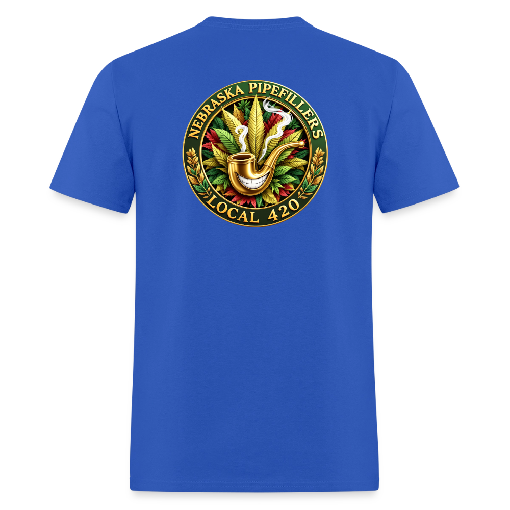 NEBRASKA PIPEFILLERS LOCAL 420 F/B DESIGNS Men's T-Shirt - royal blue