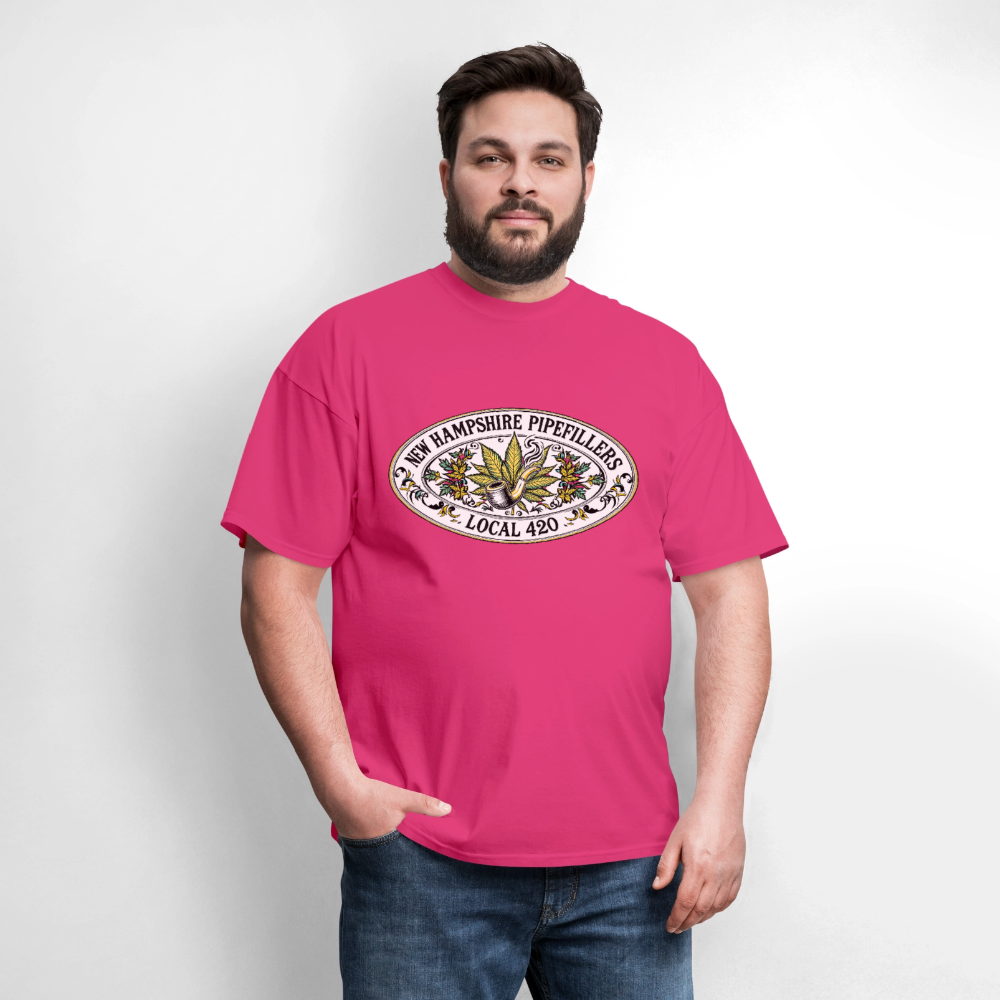 NEW HAMPSHIRE PIPEFILLERS LOCAL 420 2 EMBLEM Men's T-Shirt - fuchsia