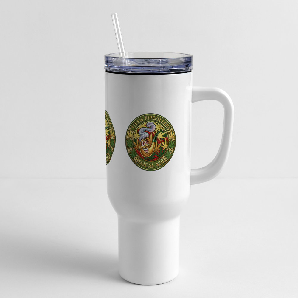 UTAH PIPEFILLERS LOCAL 420 40oz Stainless Steel Travel Tumbler - white