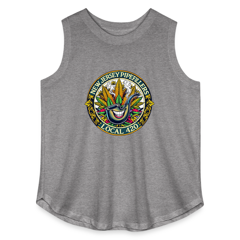 NEW JERSEY PIPEFILLERS LOCAL 420 F/B DESIGN Women's Curvy Relaxed Tank Top - granite heather 