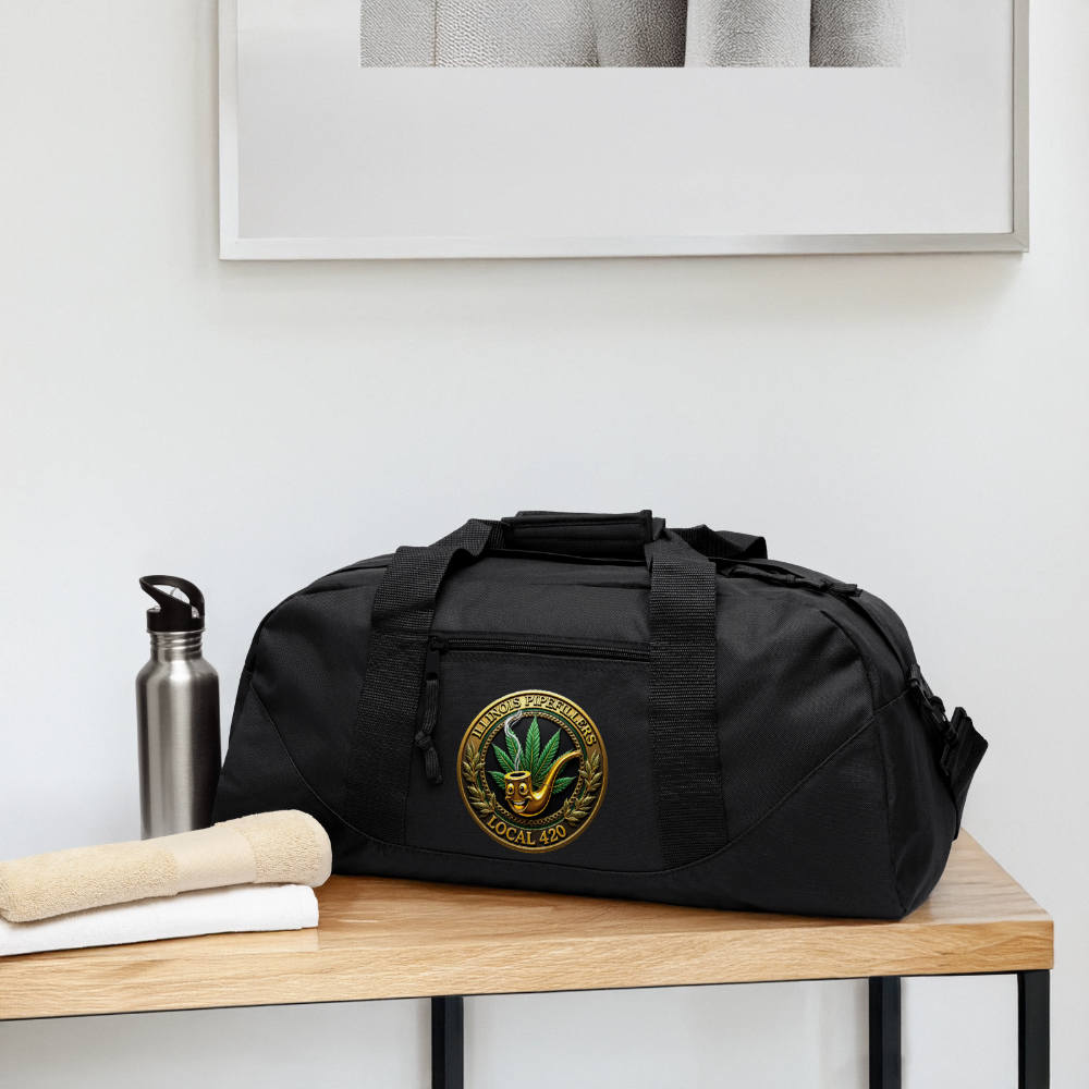 ILLINOIS PIPEFILLERS LOCAL 420 2 EMBLEMS Duffel Bag - black