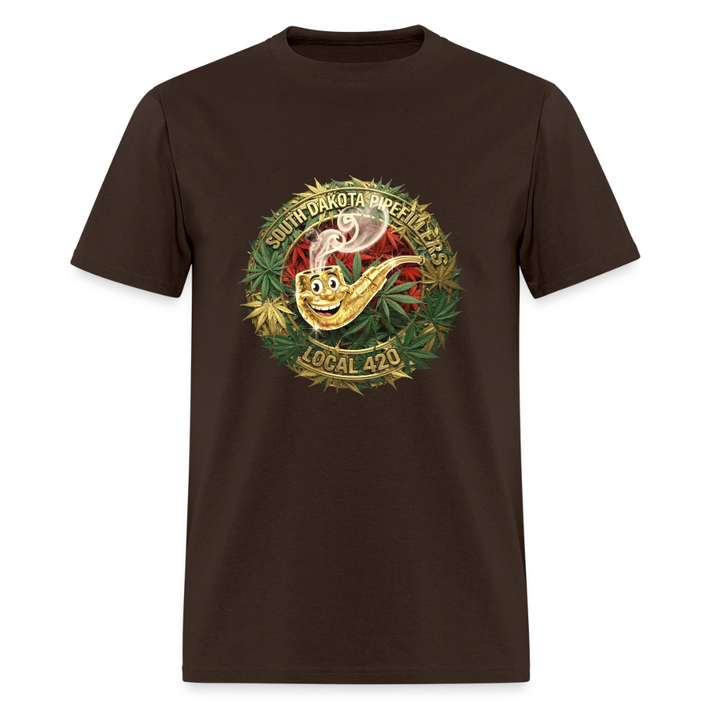 SOUTH DAKOTA PIPEFILLERS LOCAL 420  F/B DESIGN Men's T-Shirt - brown