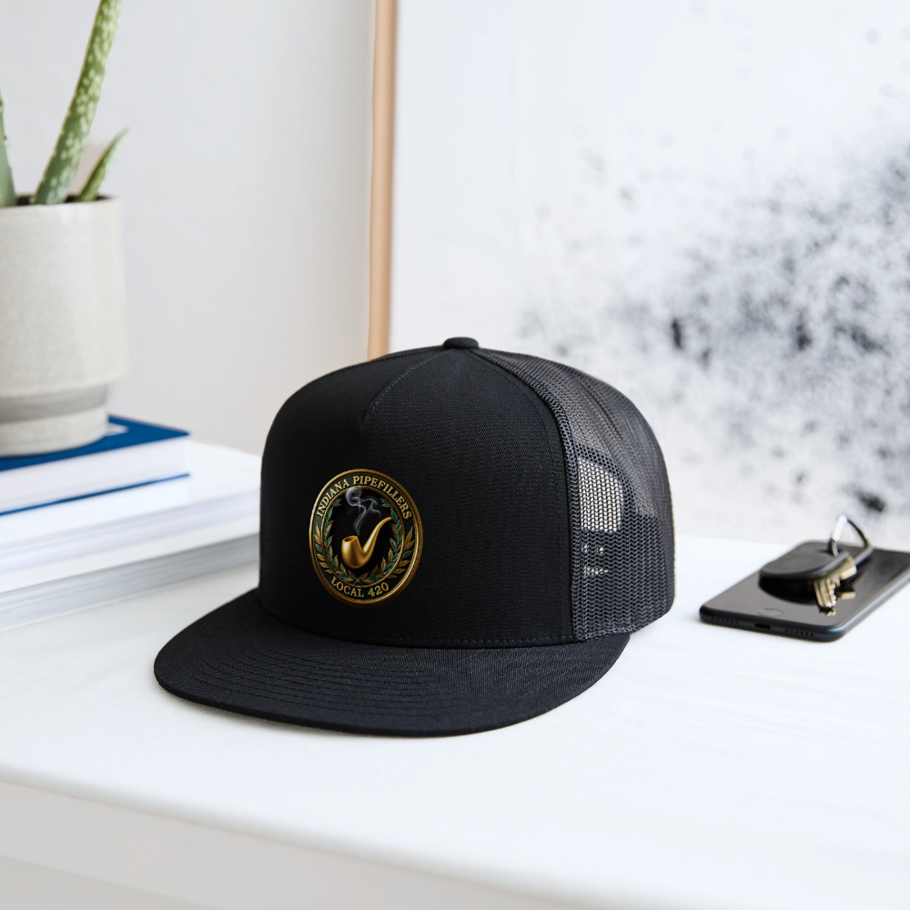 INDIANA PIPEFILLERS LOCAL 420 Trucker Hat - black/black