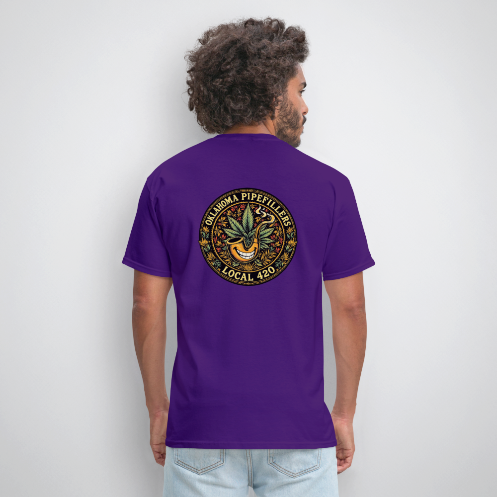 OKLAHOMA PIPEFILLERS LOCAL 420  F/B DESIGNS Men's T-Shirt - purple