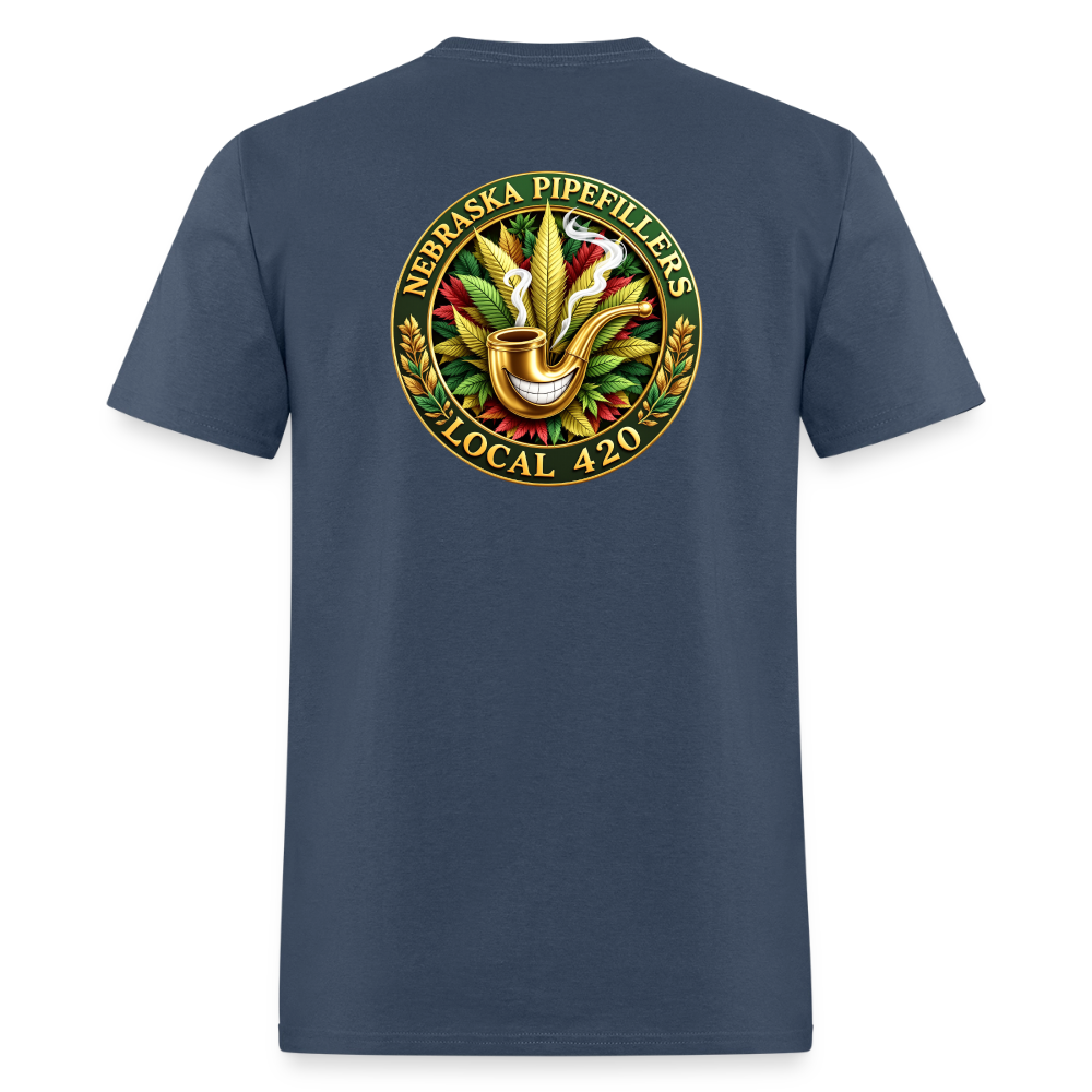 NEBRASKA PIPEFILLERS LOCAL 420 F/B DESIGNS Men's T-Shirt -  blue dusk