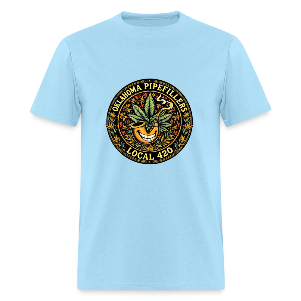 OKLAOMA PIPEFILLERS LOCAL 420  Men's T-Shirt - powder blue