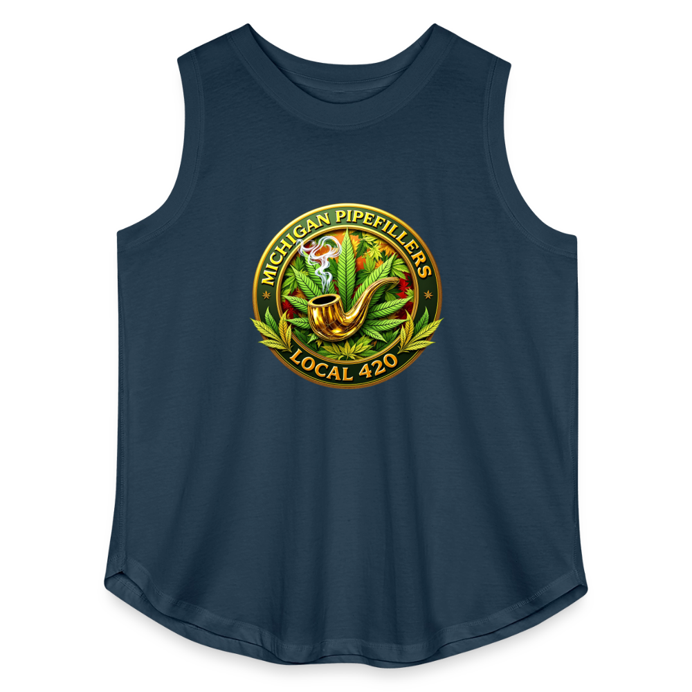 MICHIGAN PIPEFILLERS LOCAL 420 F/B DESIGN Women's Curvy Relaxed Tank Top - denim